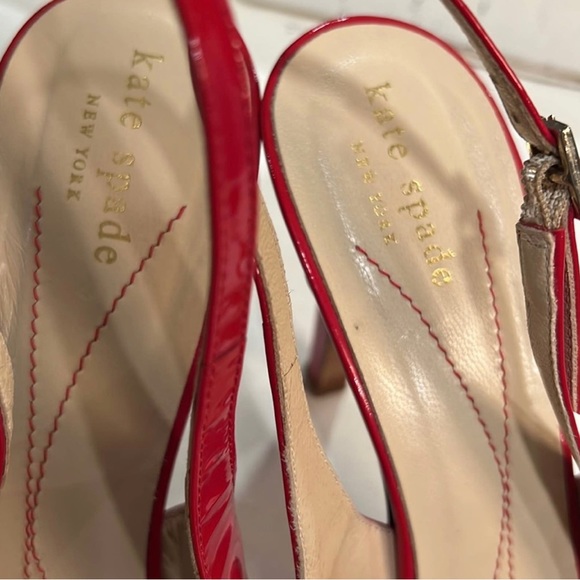 KATE SPADE, sz 9B, Red Patent Leather Heels, Slingback, Open Toe, size 9B - Picture 5 of 11